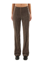 Alysi Women's Velvet Crinkle Slim Pants Brown