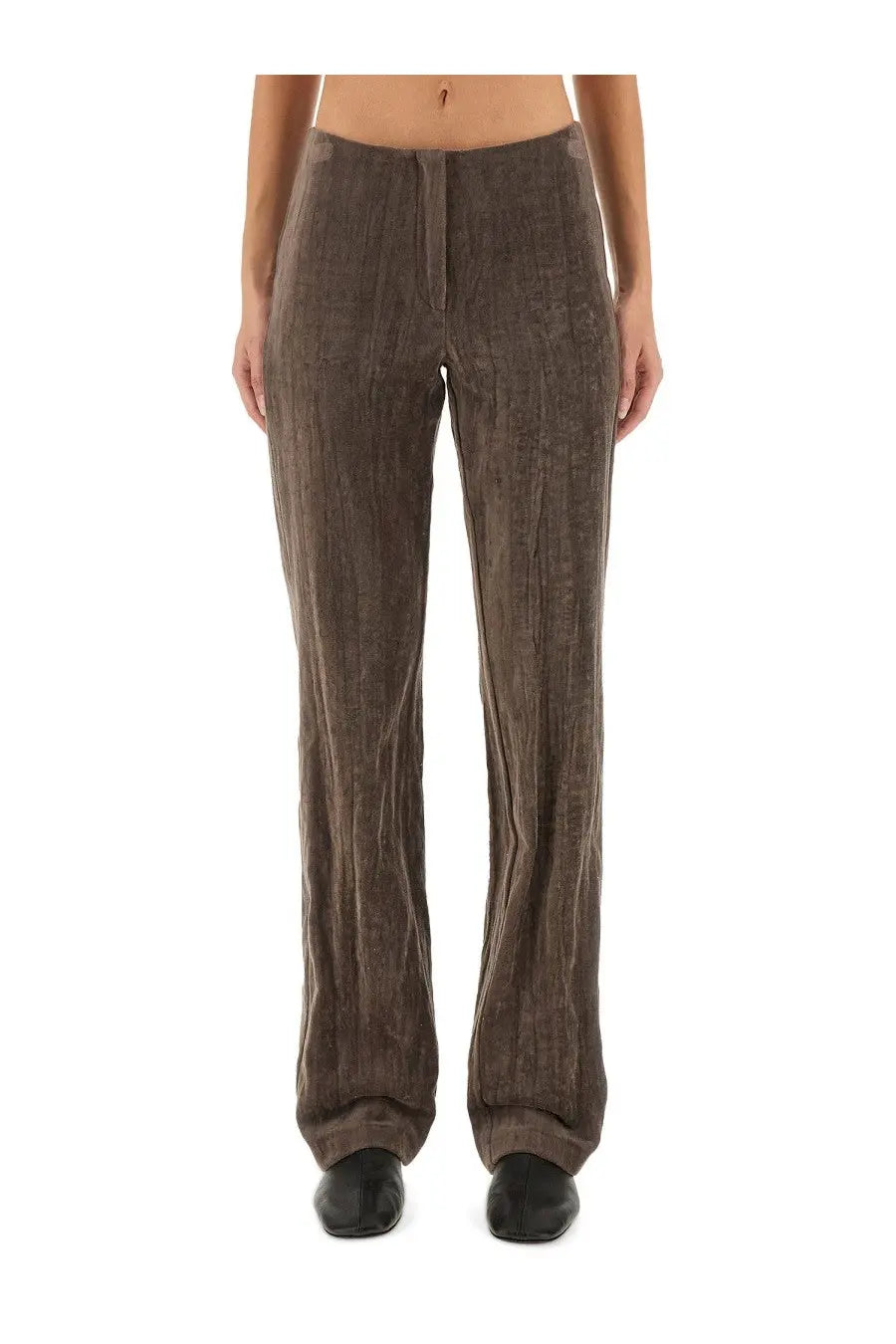 Alysi Women's Velvet Crinkle Slim Pants Brown