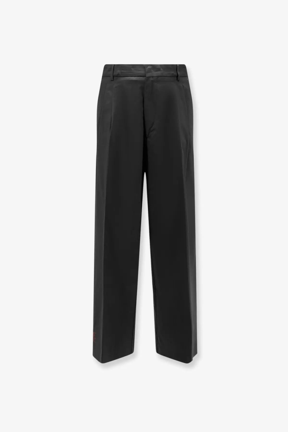 Amaránto men’s black cotton trousers with sleek tailored fit and subtle front pleats in wide-leg style