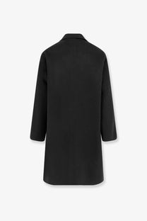 Amaranto men’s outdoor black wool coat with minimalist design structured collar and long sleeves