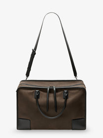 Loewe Men's Amazona Duffle Nubuck Handbag Green, view 3