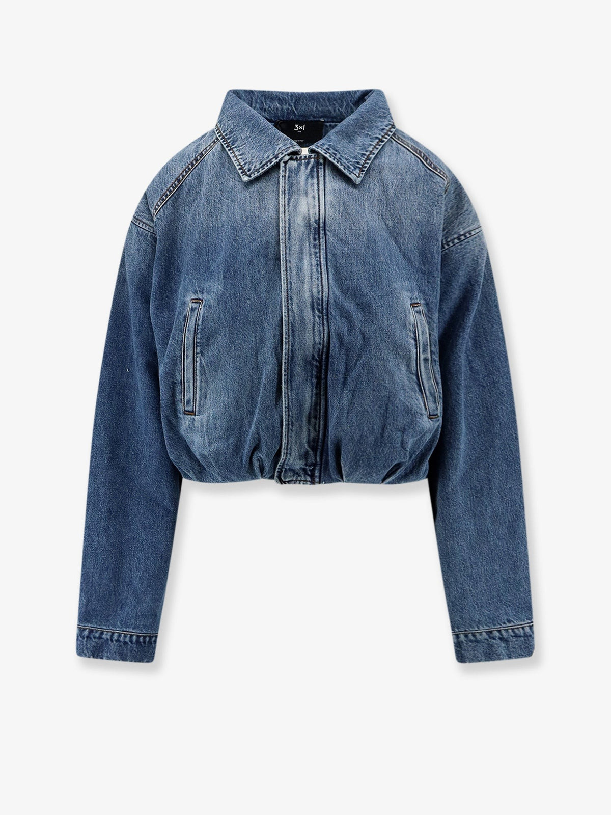 3x1 Women's Amelia Folded Cotton Denim Jacket Blue