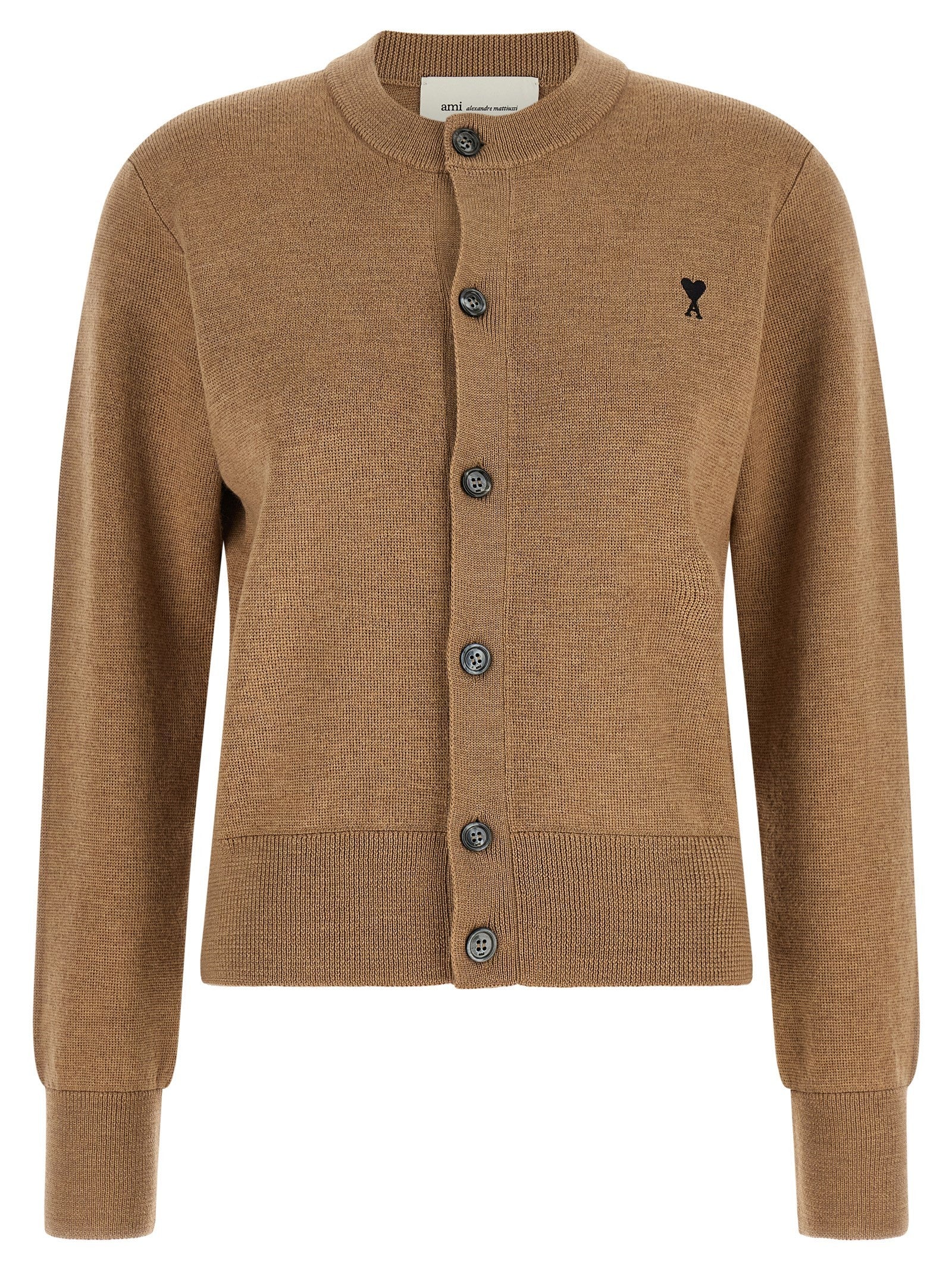 Ami Paris Ami De Coeur Cardigan Beige