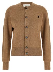 Ami Paris Ami De Coeur Cardigan Beige