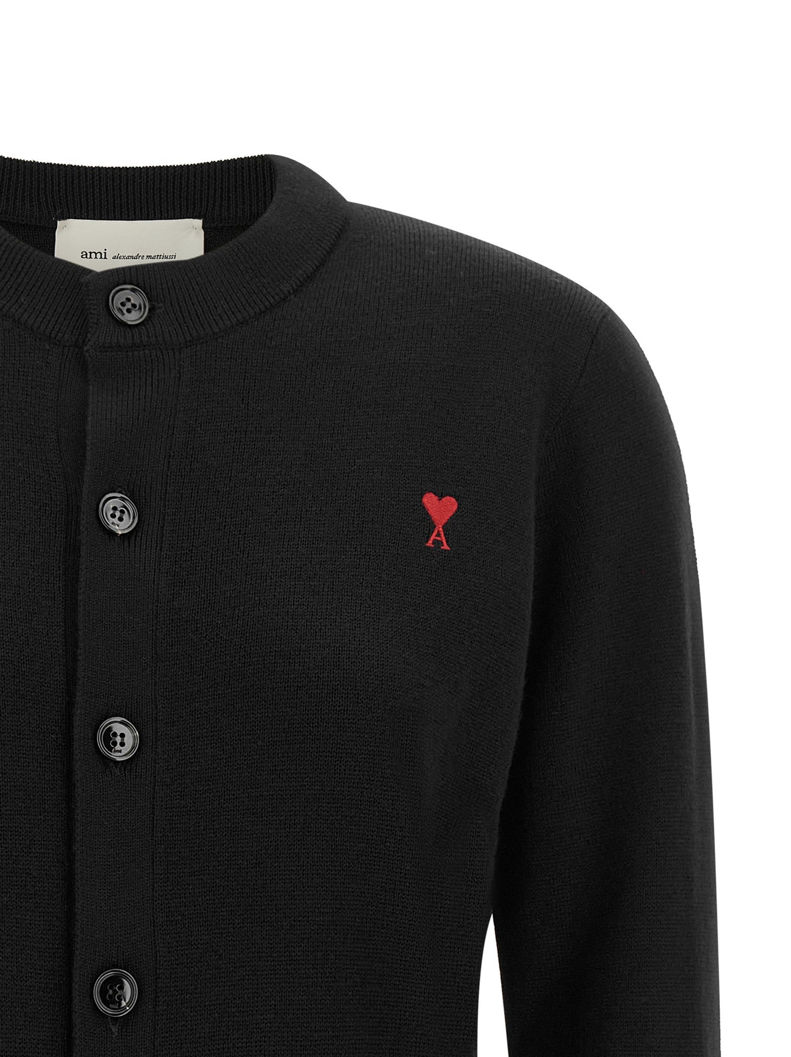 Ami Paris Ami De Coeur Cardigan Black