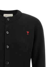 Ami Paris Ami De Coeur Cardigan Black
