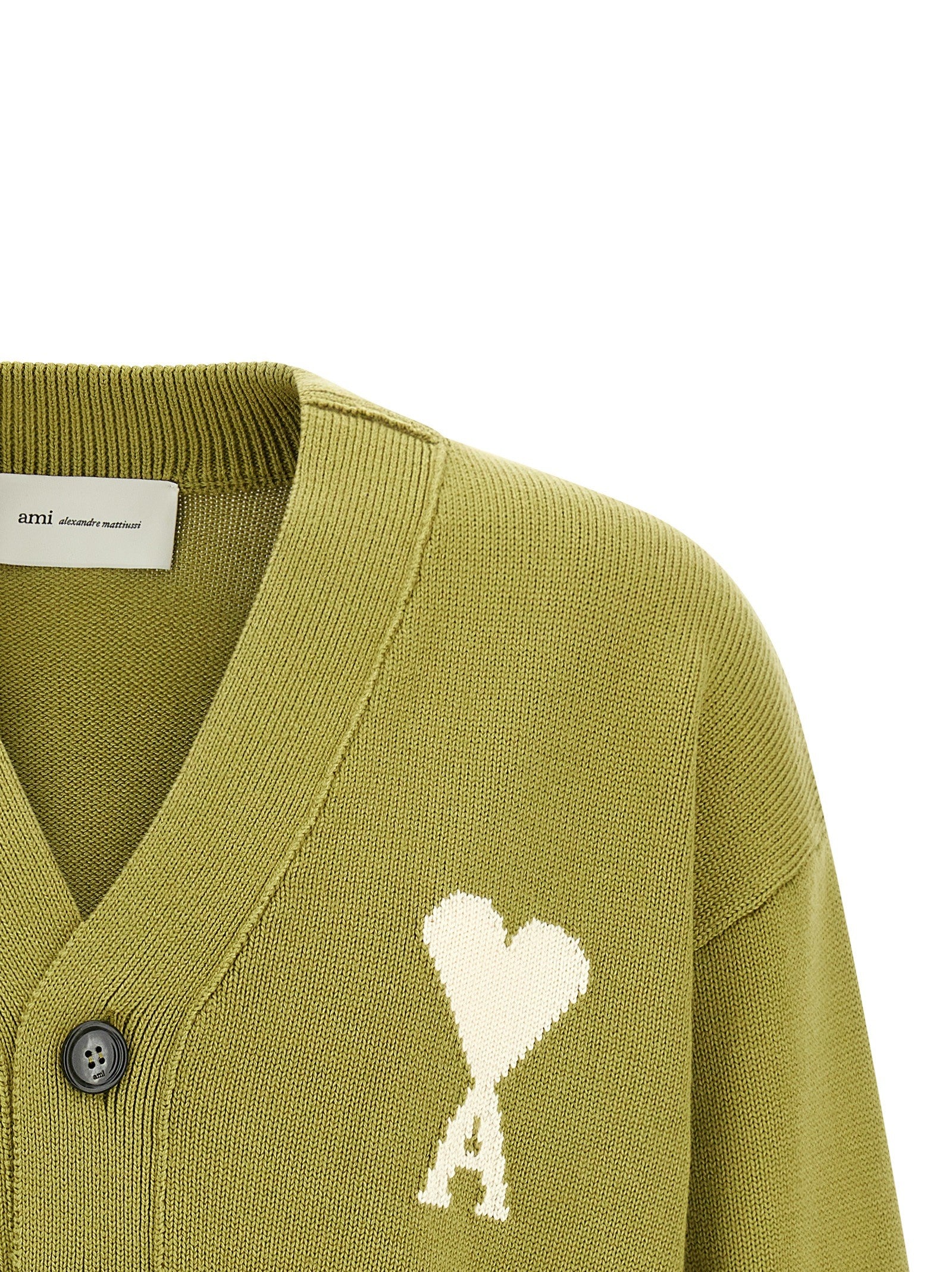 Ami Paris Ami De Coeur Cardigan Green