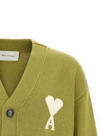 Ami Paris Ami De Coeur Cardigan Green