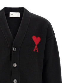 Ami Paris Ami De Coeur Cardigan Black