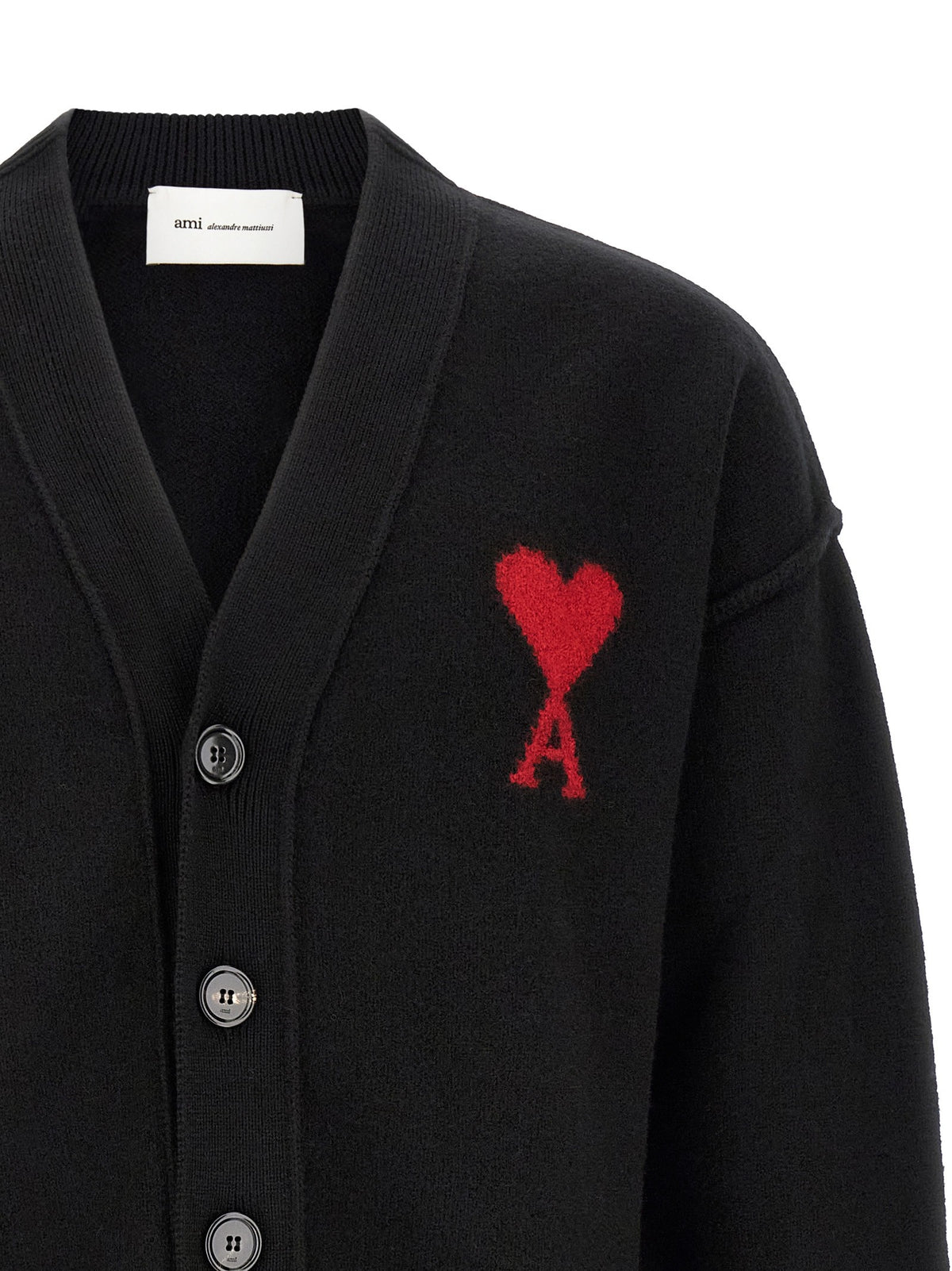 Ami Paris Ami De Coeur Cardigan Black