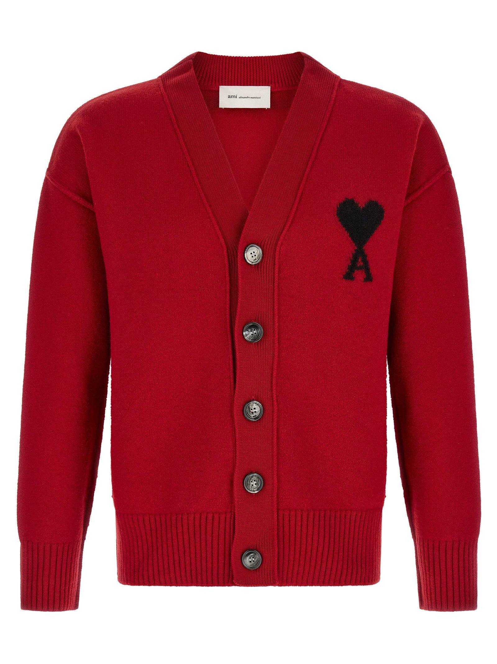 Ami Paris Ami De Coeur Cardigan Red