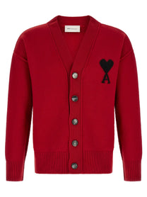 Ami Paris Ami De Coeur Cardigan Red