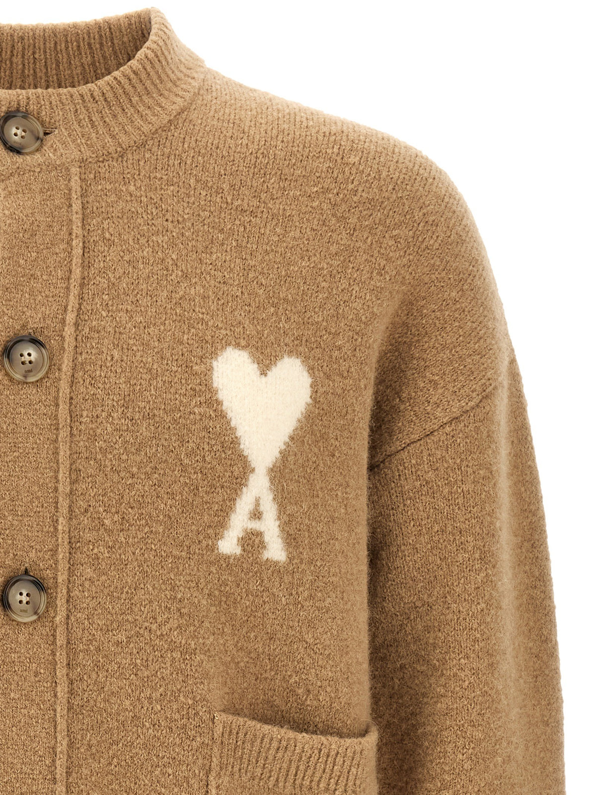Ami Paris Ami De Cœur Cardigan Beige