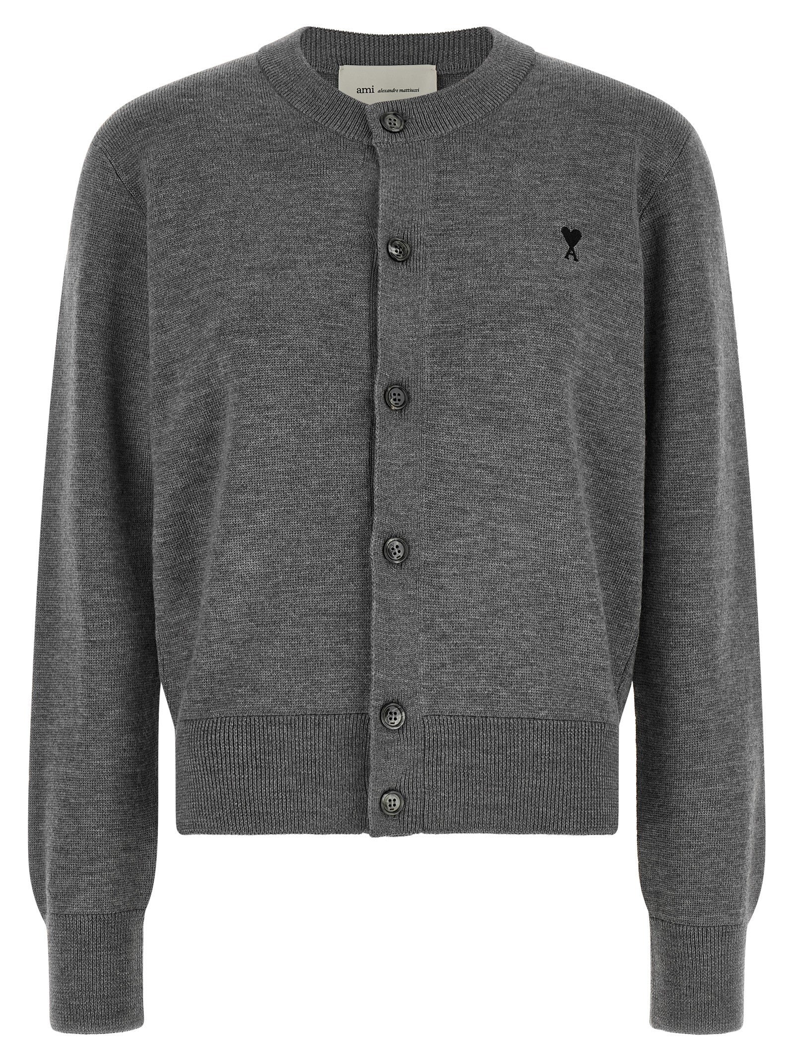 Ami Paris Ami De Coeur Cardigan Grey