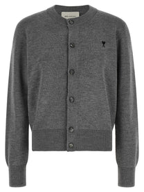 Ami Paris Ami De Coeur Cardigan Grey
