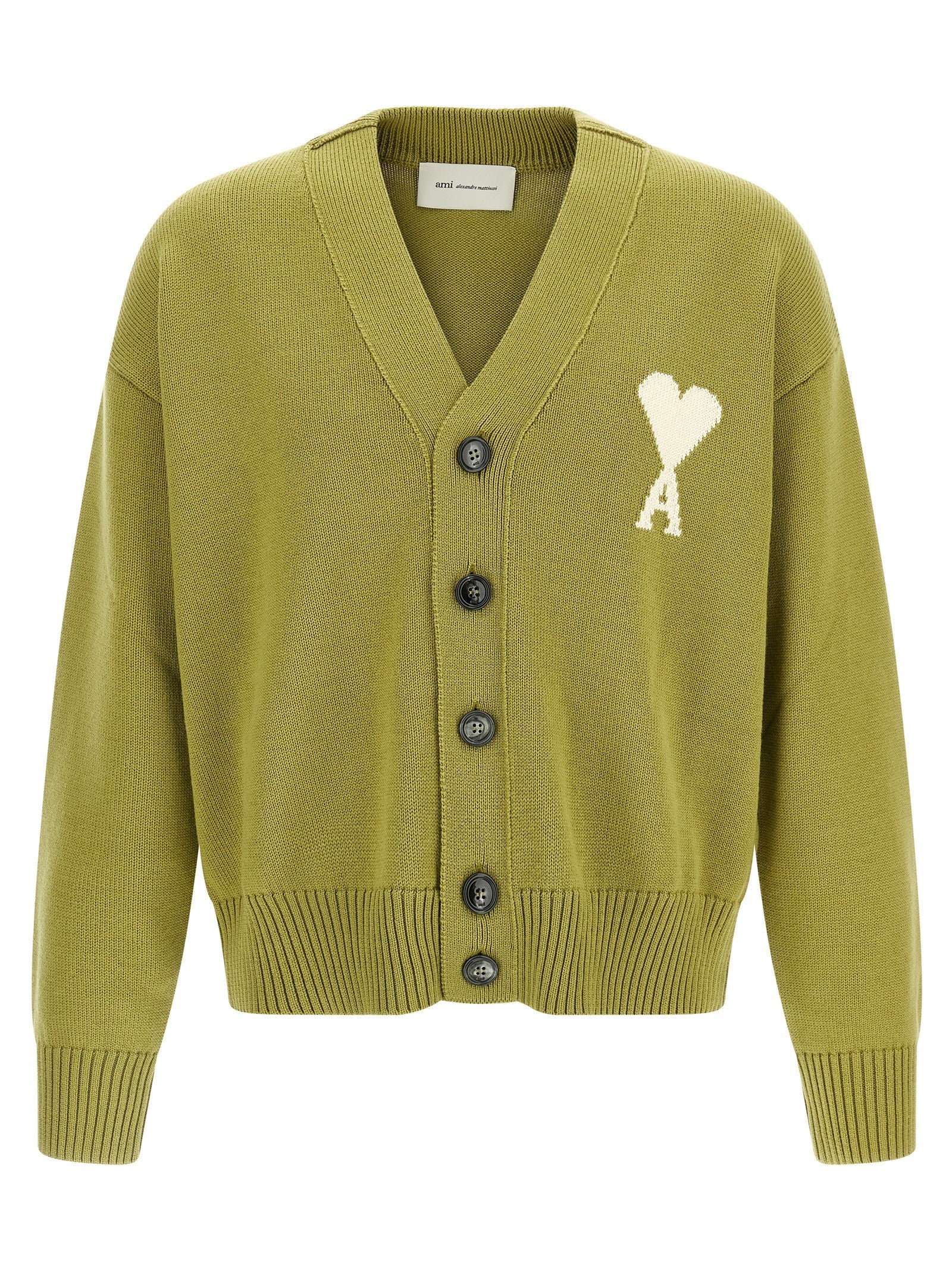 Ami Paris Ami De Coeur Cardigan Green