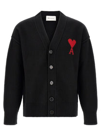 Ami Paris Ami De Coeur Cardigan Black