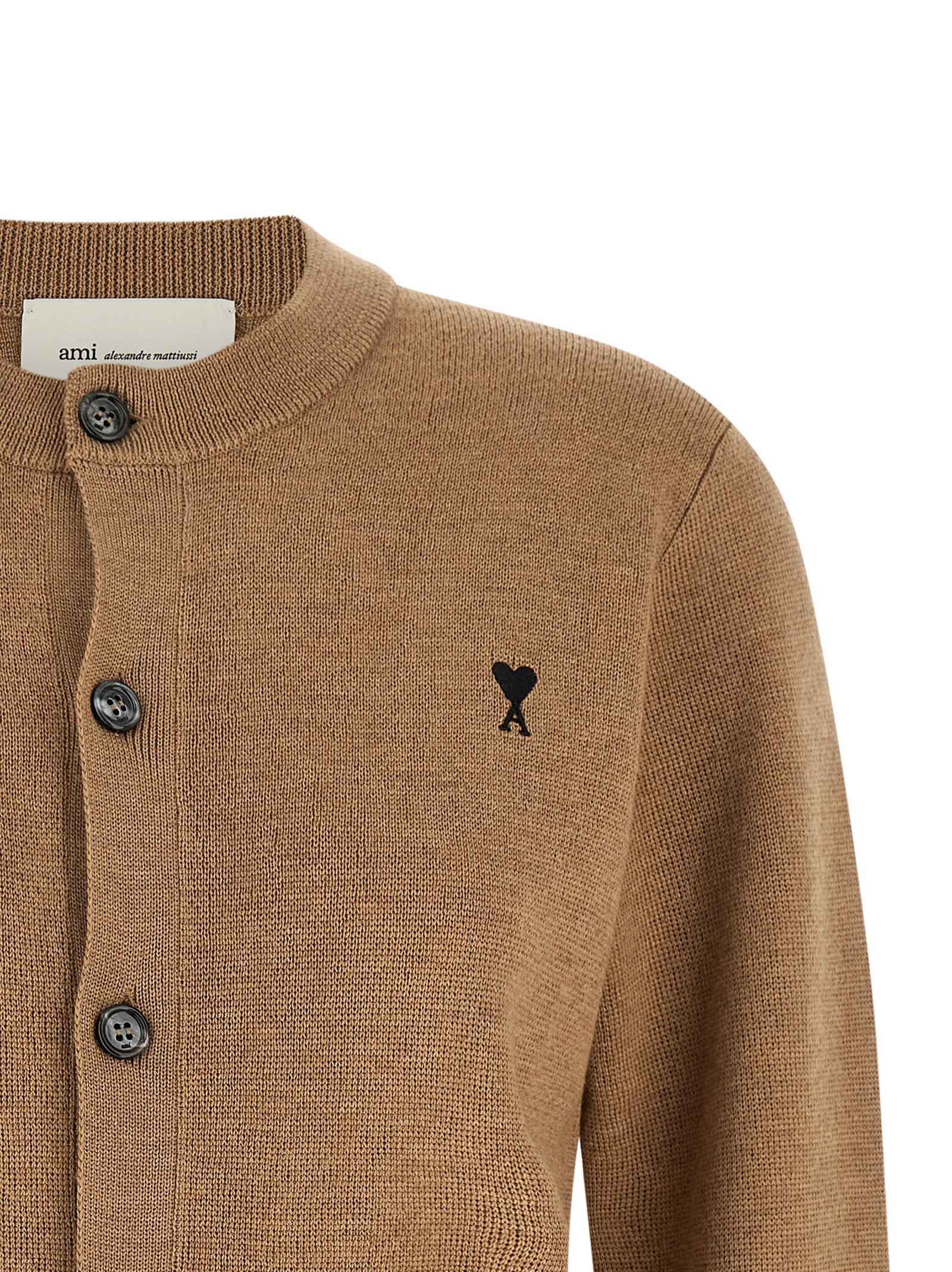 Ami Paris Ami De Coeur Cardigan Beige