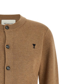 Ami Paris Ami De Coeur Cardigan Beige