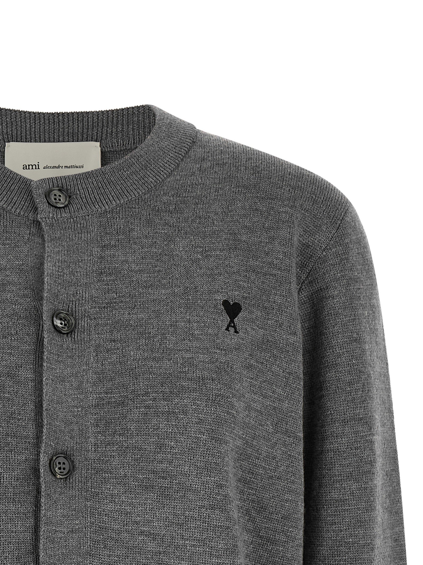 Ami Paris Ami De Coeur Cardigan Grey
