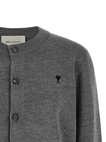 Ami Paris Ami De Coeur Cardigan Grey