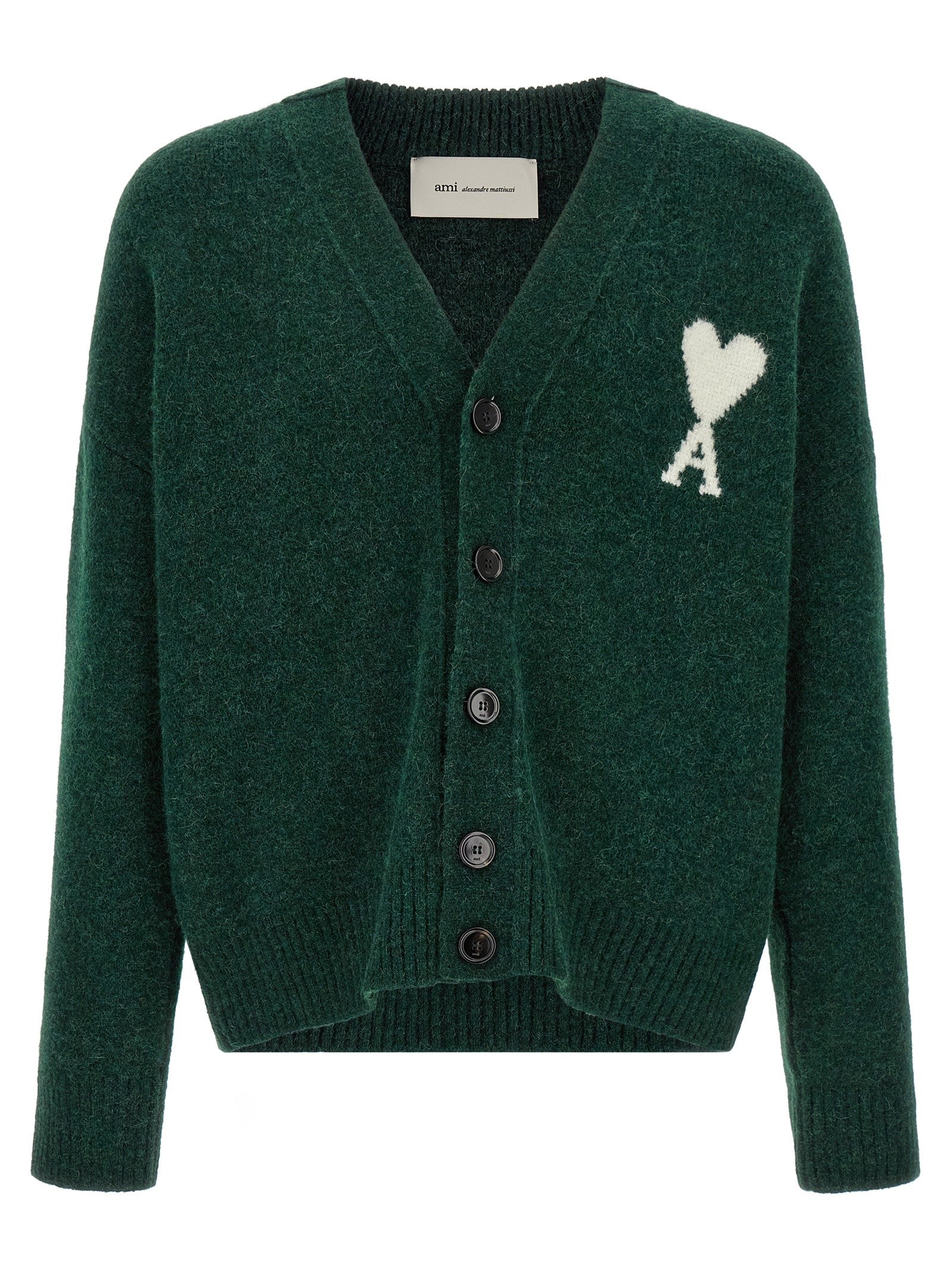 Ami Paris Ami De Coeur Cardigan Green