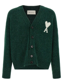 Ami Paris Ami De Coeur Cardigan Green