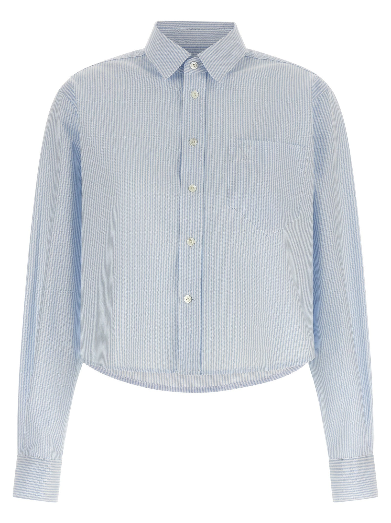 Ami Paris Ami De Coeur Cropped Shirt Blue