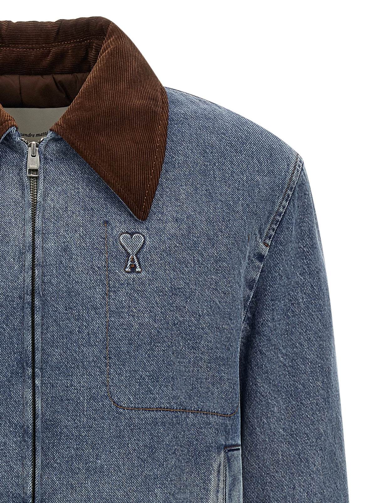 Ami Paris Men's Ami De Coeur Padded Denim Jacket Blue, view 3