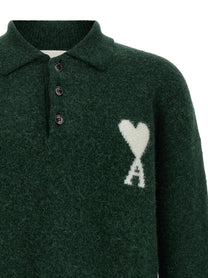 Ami Paris Ami De Coeur Polo Shirt Green