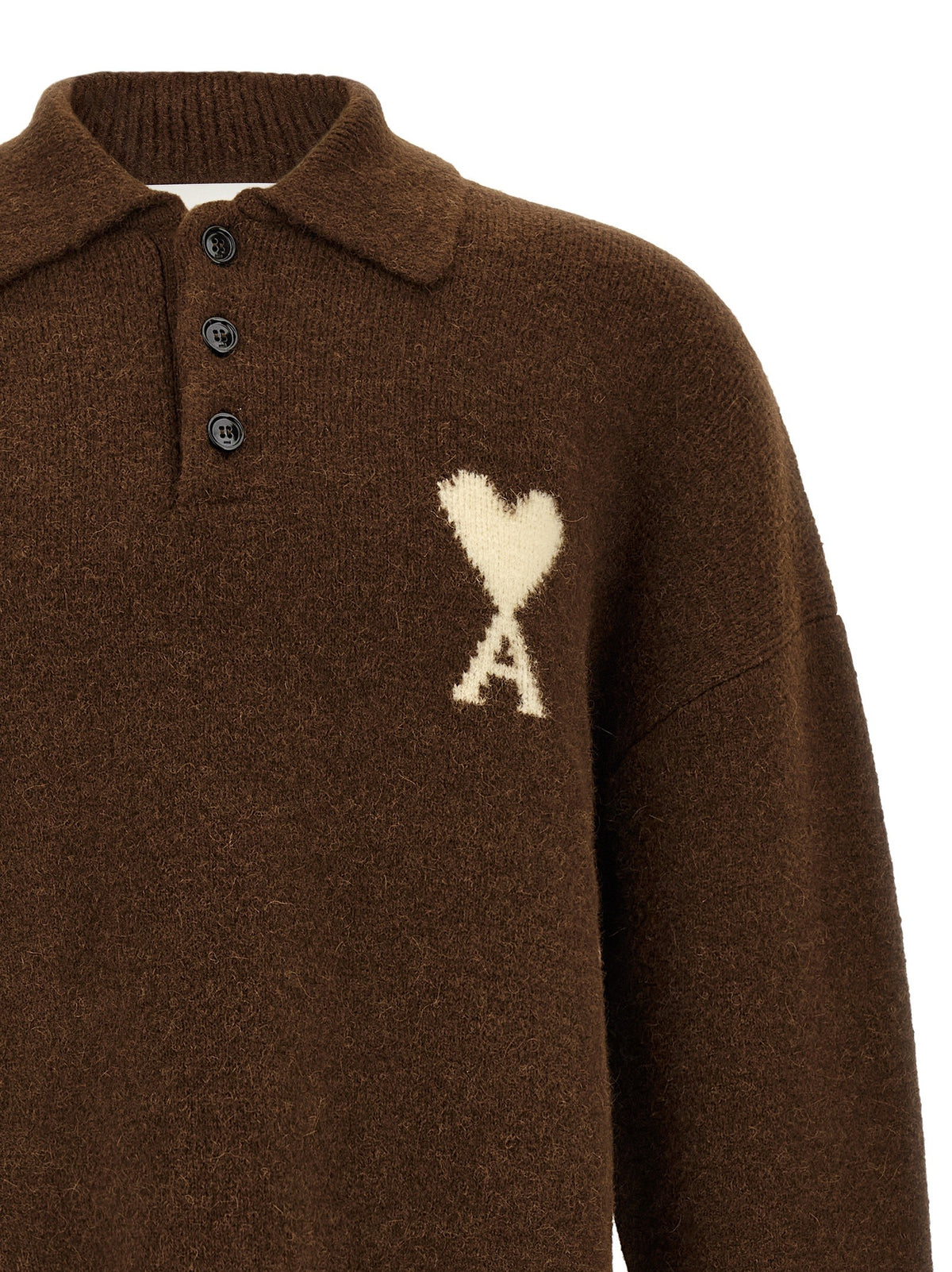 Ami Paris Ami De Coeur Polo Shirt Brown, view 3