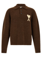 Ami Paris Ami De Coeur Polo Shirt Brown