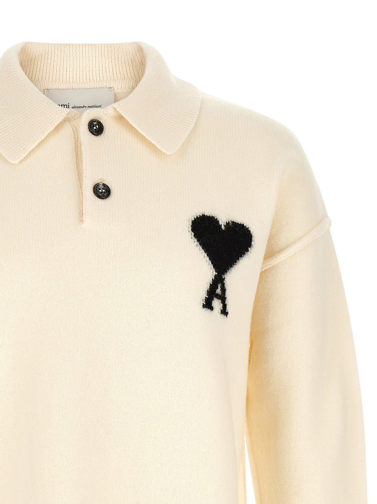 Ami Paris Ami De Coeur Polo Shirt White, view 3