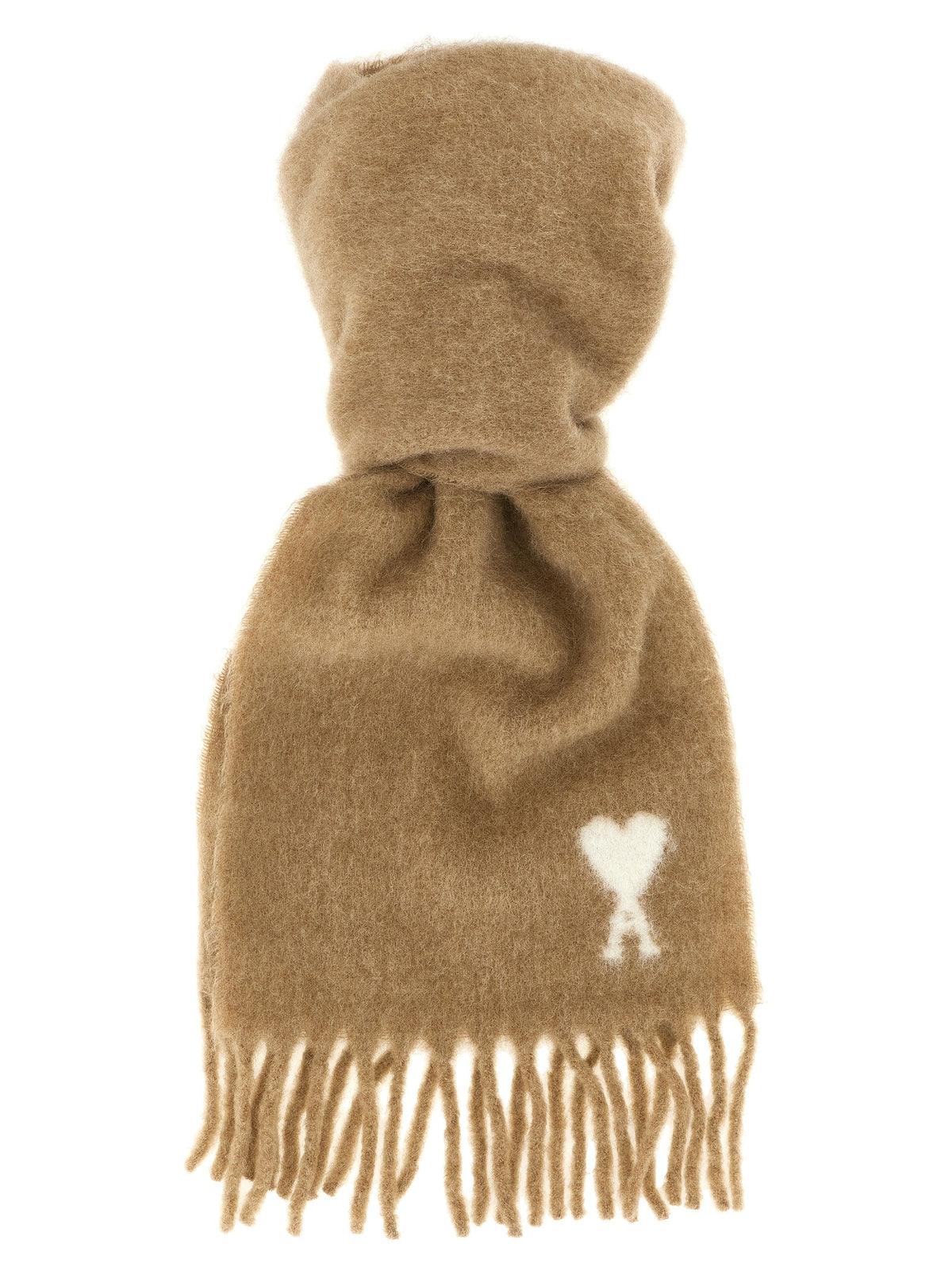 Ami Paris Ami De Coeur Scarf Beige