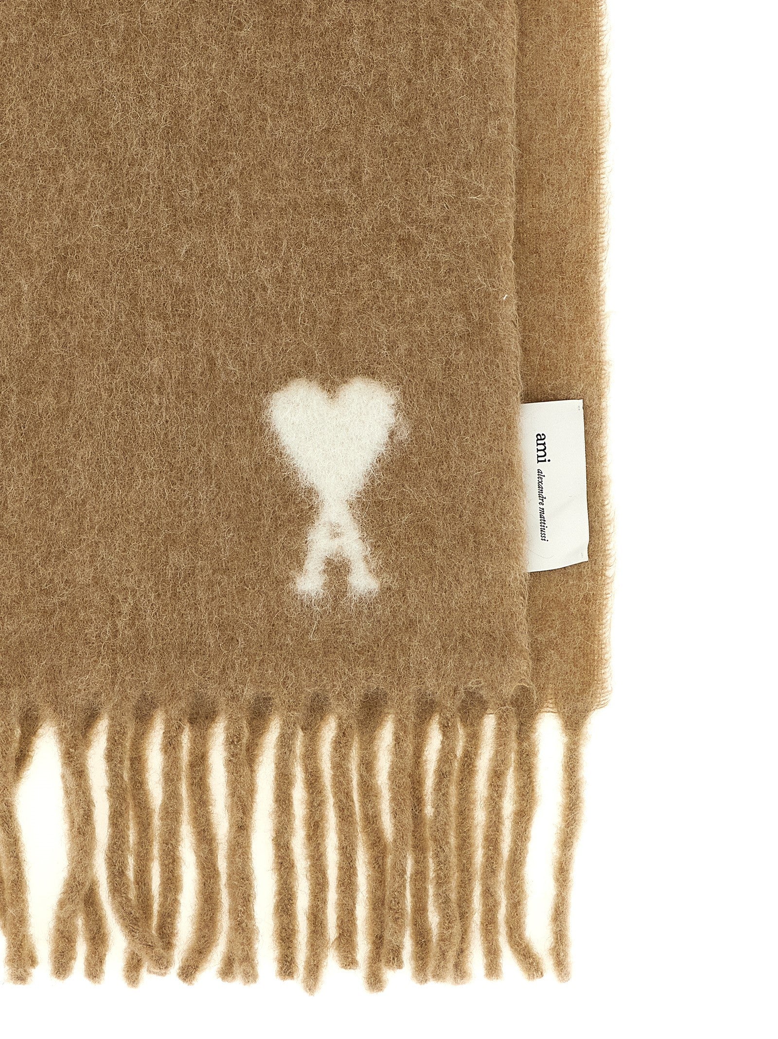 Ami Paris Ami De Coeur Scarf Beige