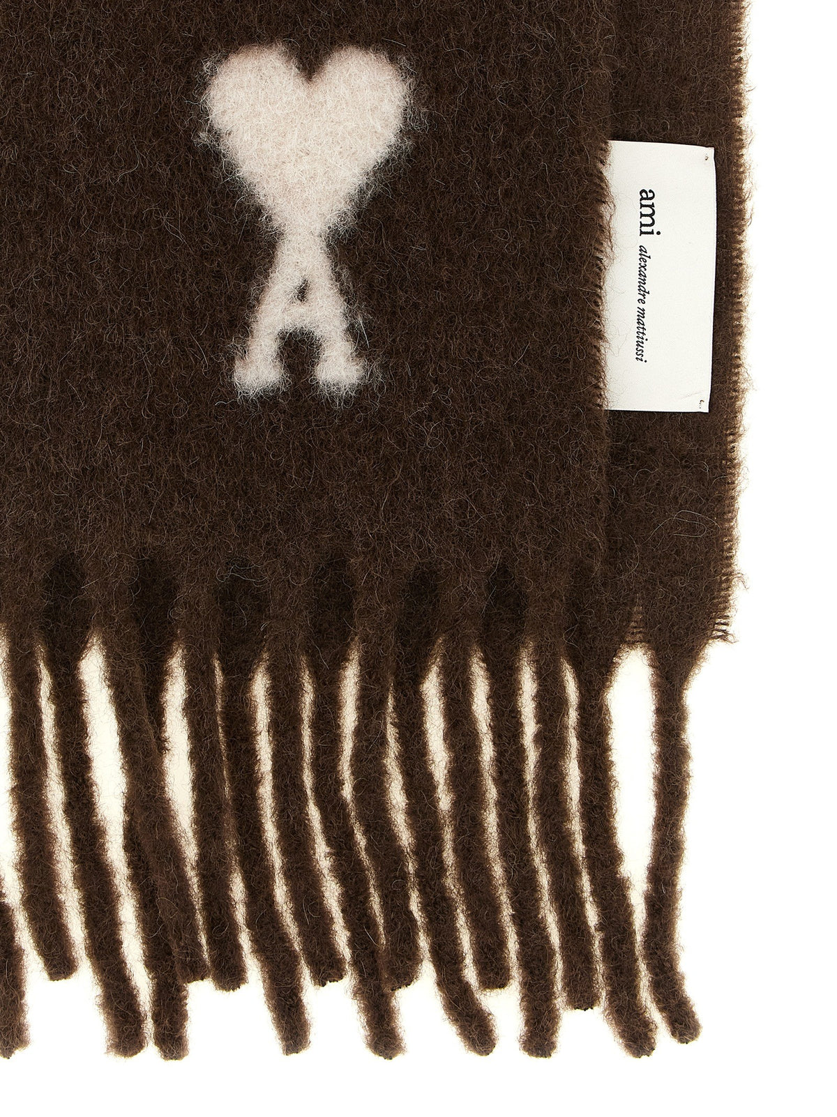 Ami Paris Ami De Coeur Scarf Brown