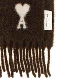 Ami Paris Ami De Coeur Scarf Brown