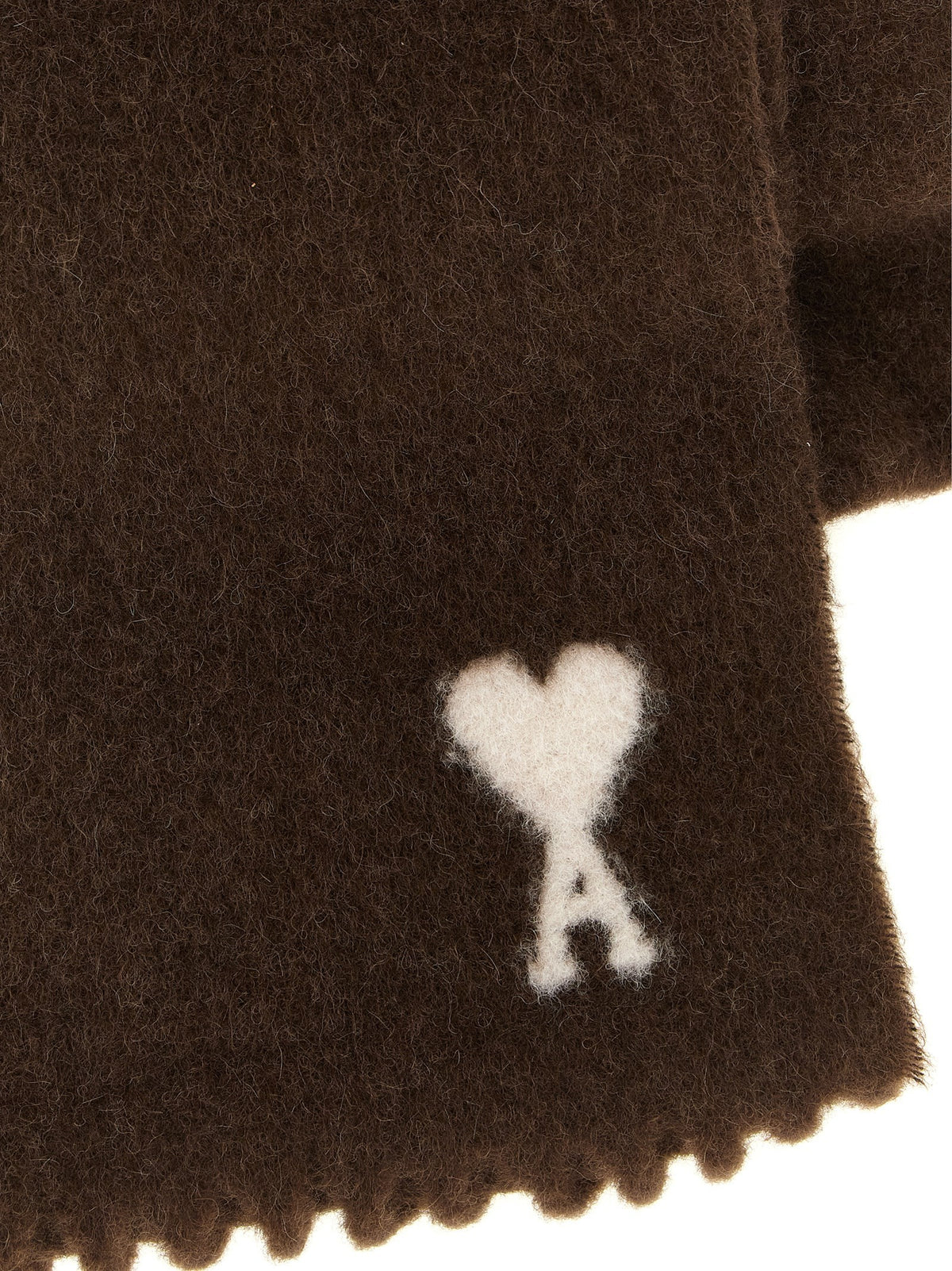 Ami Paris Ami De Coeur Scarf Brown