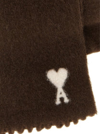 Ami Paris Ami De Coeur Scarf Brown
