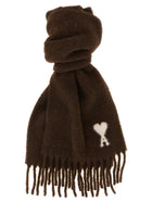 Ami Paris Ami De Coeur Scarf Brown