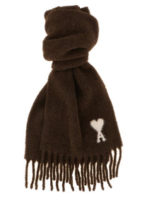 Ami Paris Ami De Coeur Scarf Brown