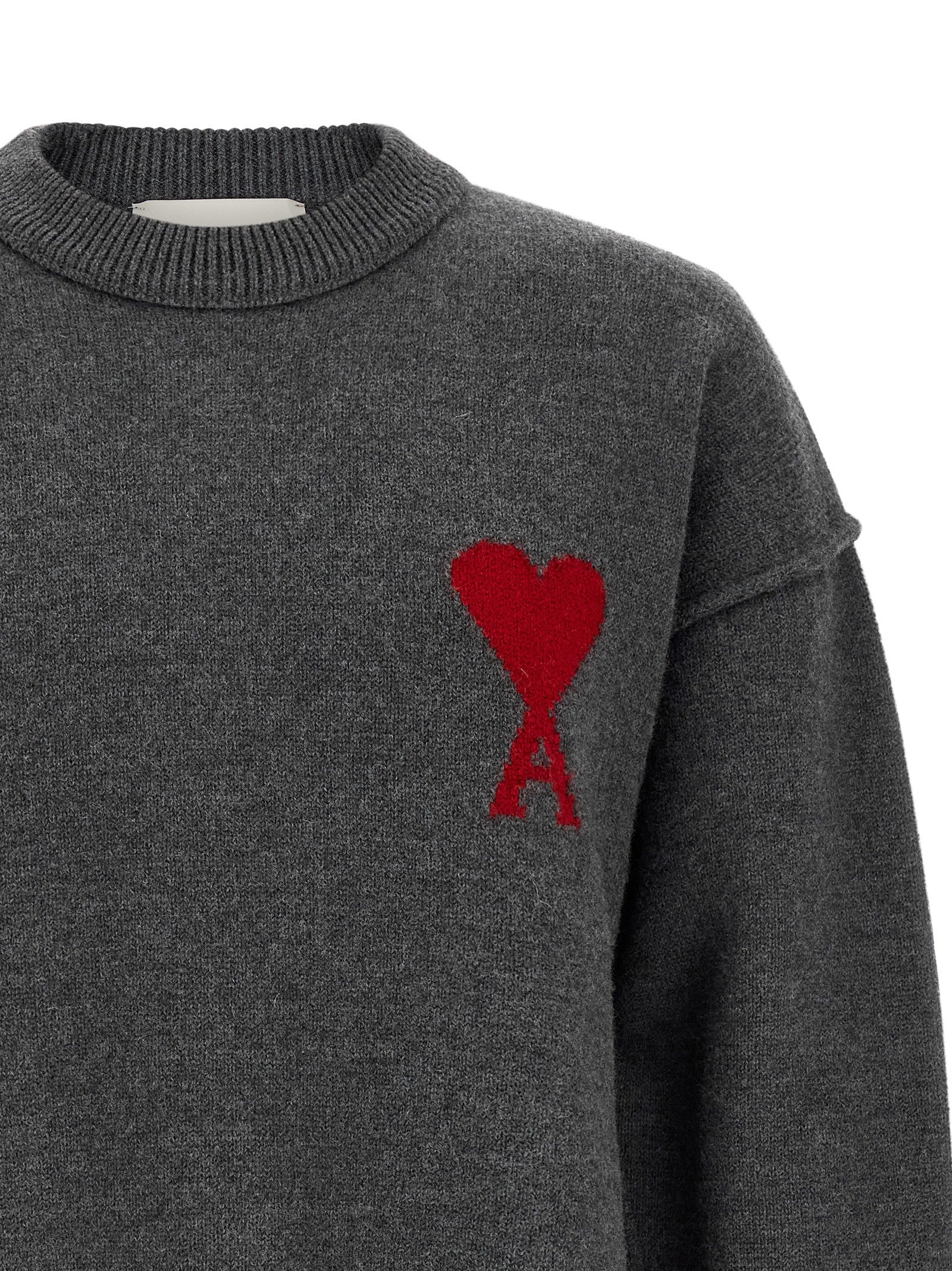 Ami Paris Ami De Coeur Sweater Grey