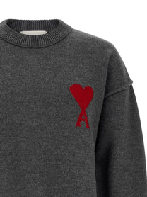Ami Paris Ami De Coeur Sweater Grey