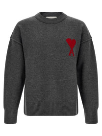 Ami Paris Ami De Coeur Sweater Grey