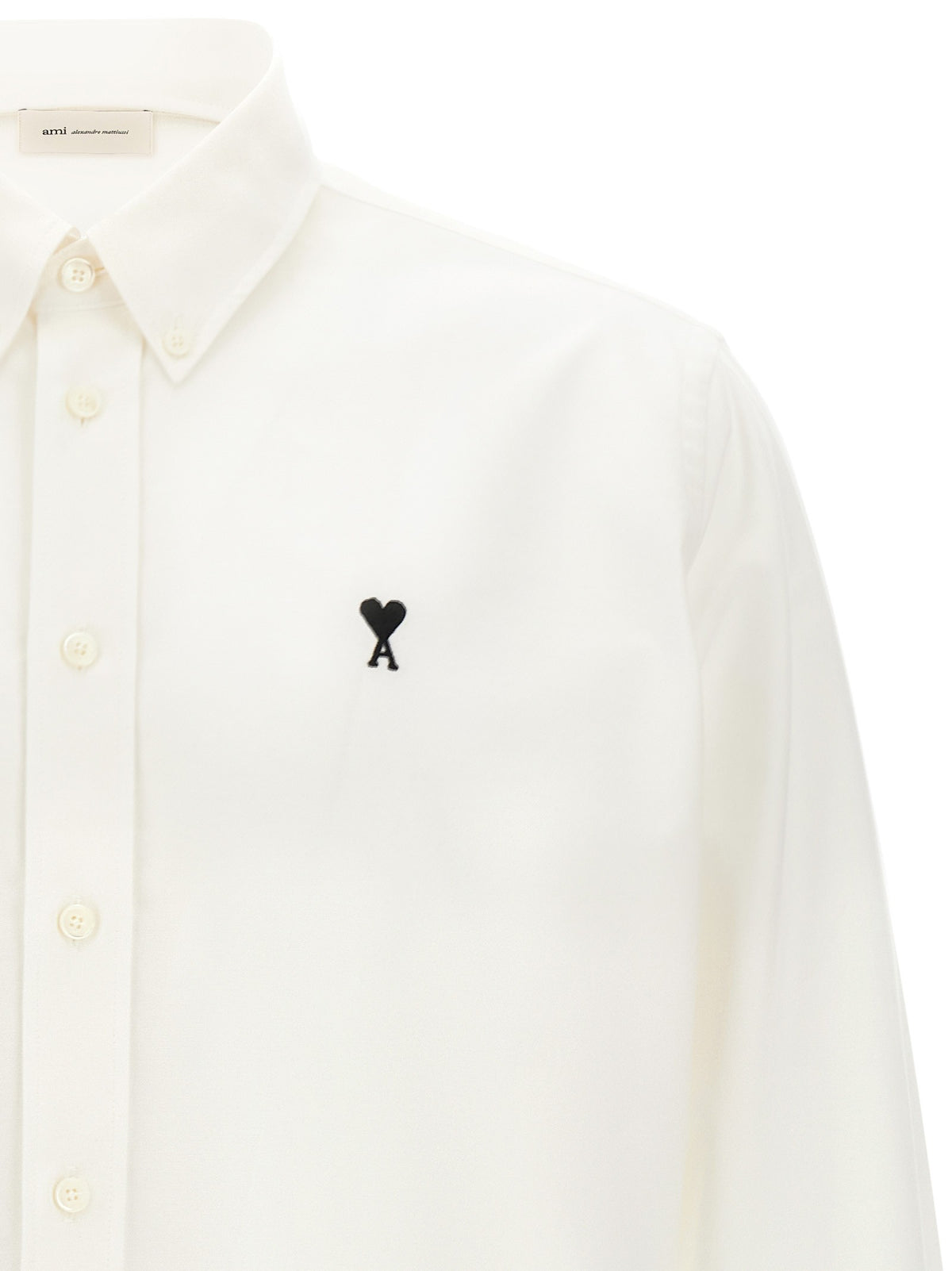 Ami Paris Ami De Coeur Oxford Cotton Shirt White, view 3