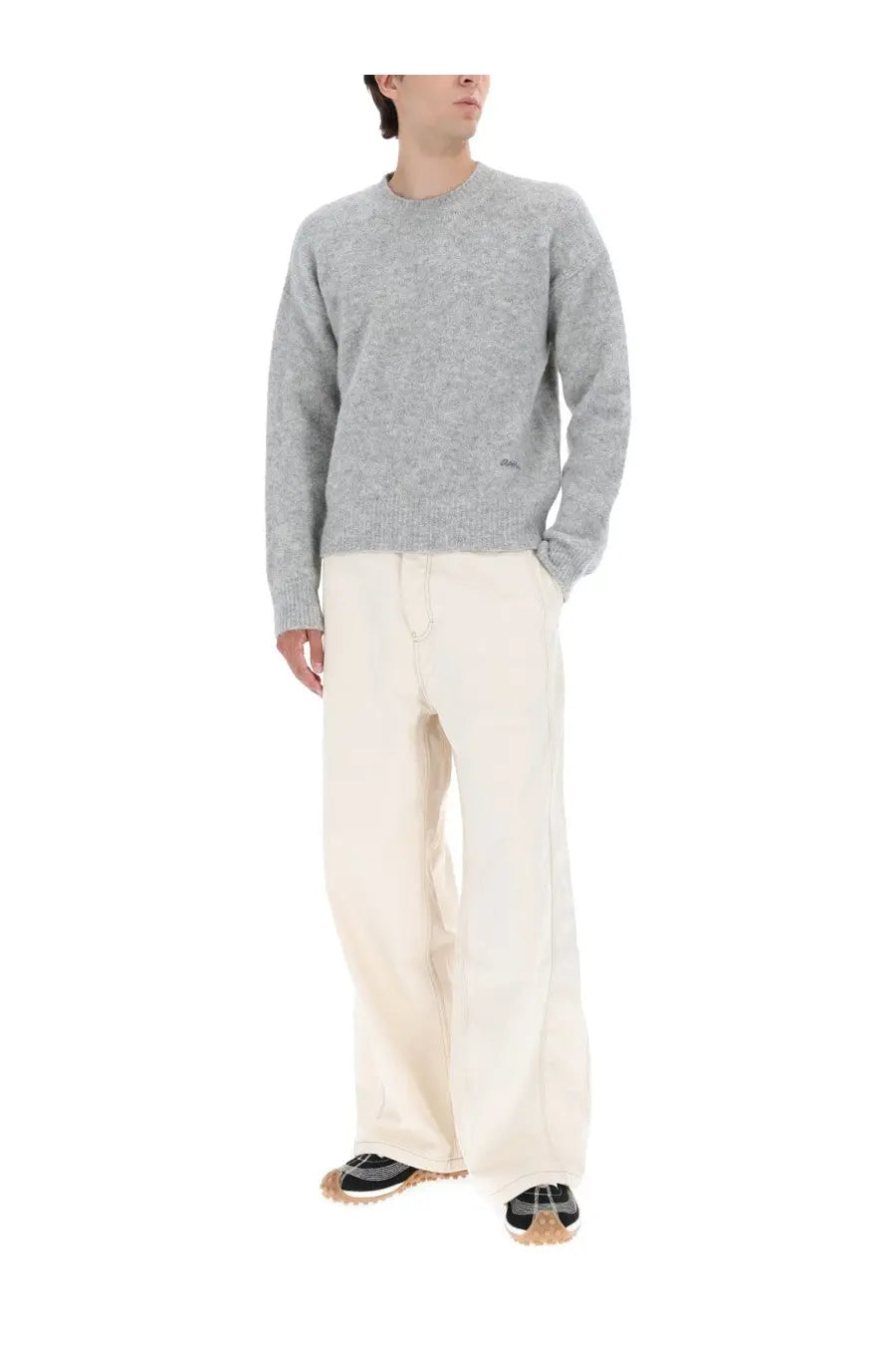 Ami Paris Men's Alpaca Sweater Grey, view 2