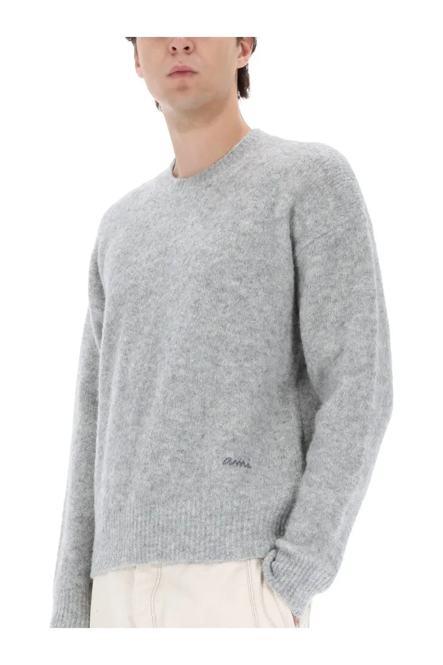 Ami Paris Men's Alpaca Sweater Grey, view 4