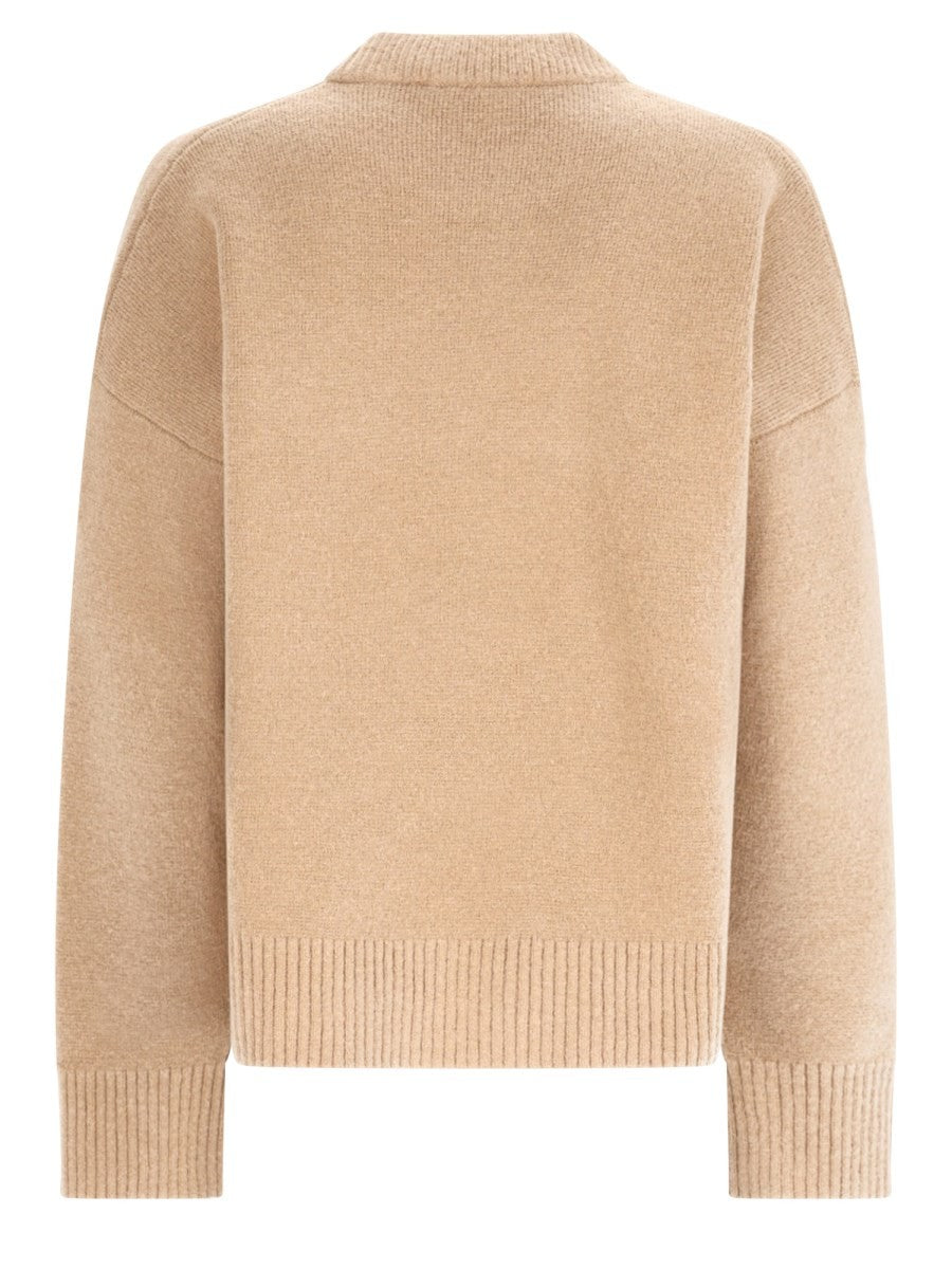 Ami Paris Men's Ami De Coeur Sweater Beige, view 2