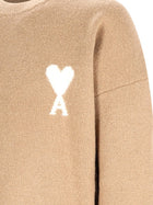 Ami Paris Men's Ami De Coeur Sweater Beige, view 3