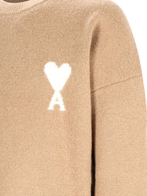 Ami Paris Men's Ami De Coeur Sweater Beige, view 3